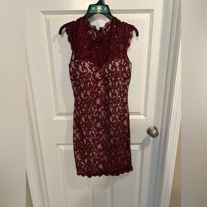 Sequin Hearts Maroon Dress